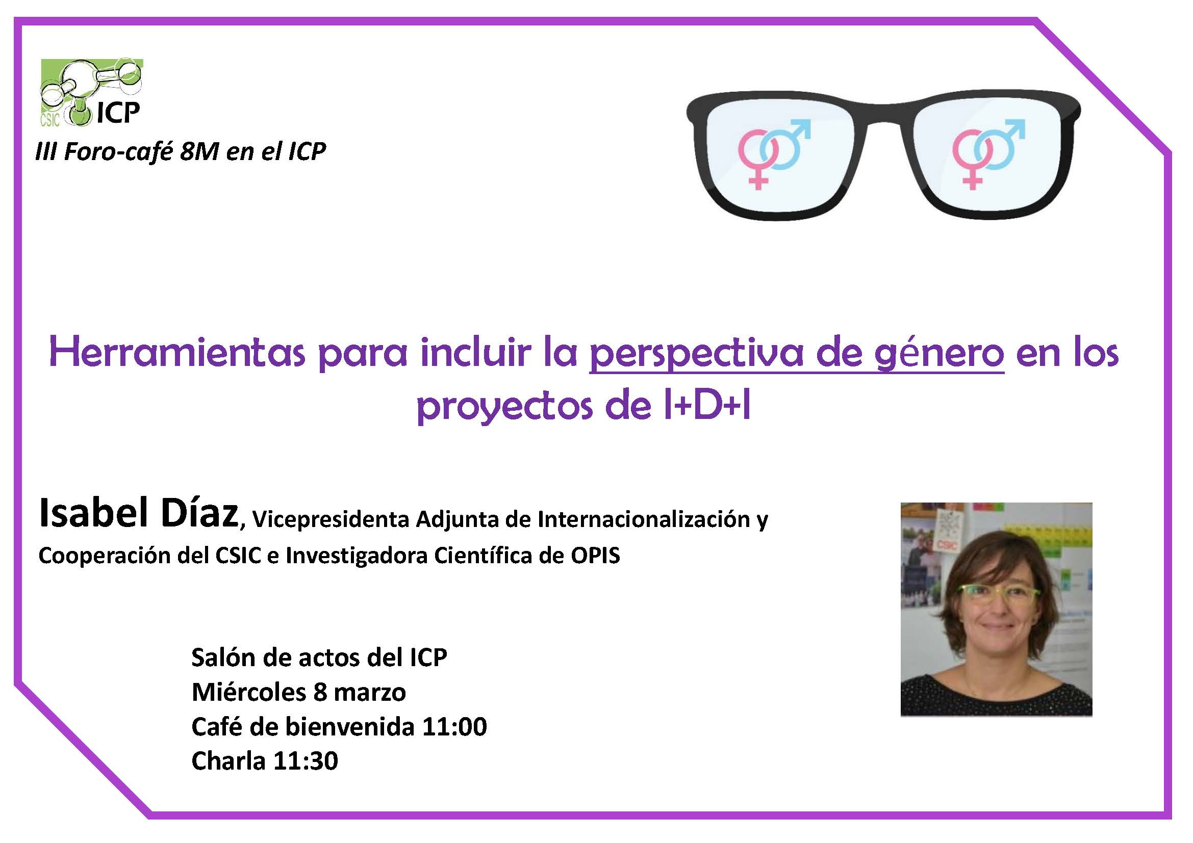 Seminar - 3er Foro/café del 8M en ICP 4 cartel anuncio 8M